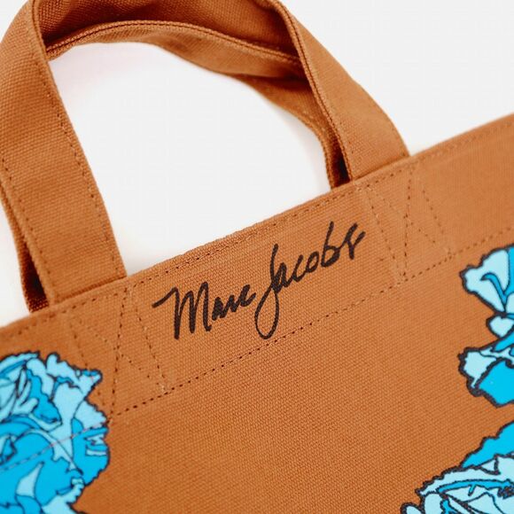 NWT Marc Jacobs Brown Blue Pansy Floral Crossbody Tote Bag - Picture 9 of 11